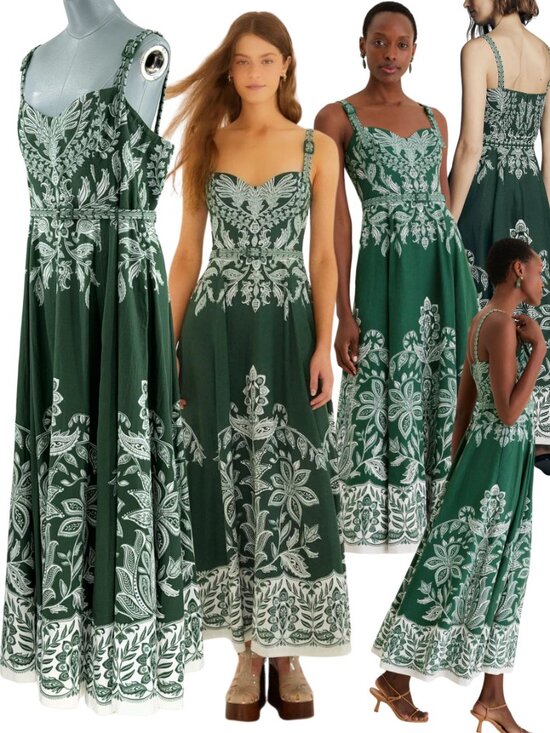 FARM Rio Dresses & Skirts - 🆕 FARM Rio 🧿 NWT Miranda Buckles Maxi Dress, Dark Green & White Linen - Sz XL